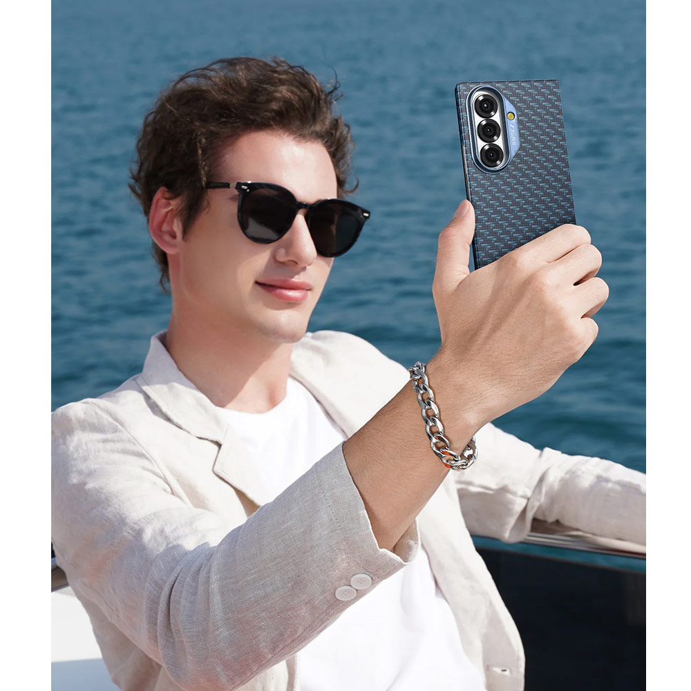 Picture of Samsung Galaxy Z Fold 7  | Raptic Galaxy Z Fold7 Aramid Fiber Skin Magnetic Compatible Skin for Galaxy Z Fold 7 (Profound Blue)