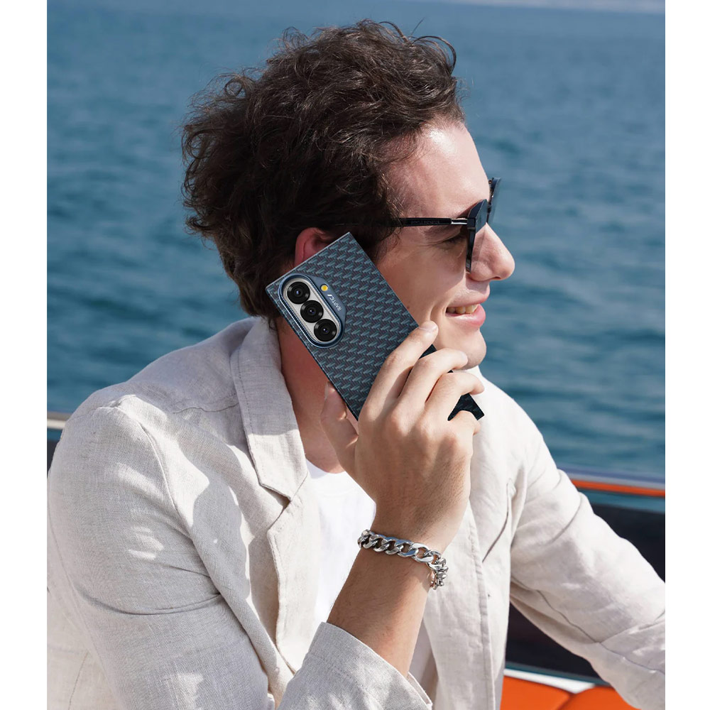 Picture of Samsung Galaxy Z Fold 7  | Raptic Galaxy Z Fold7 Aramid Fiber Skin Magnetic Compatible Skin for Galaxy Z Fold 7 (Profound Blue)