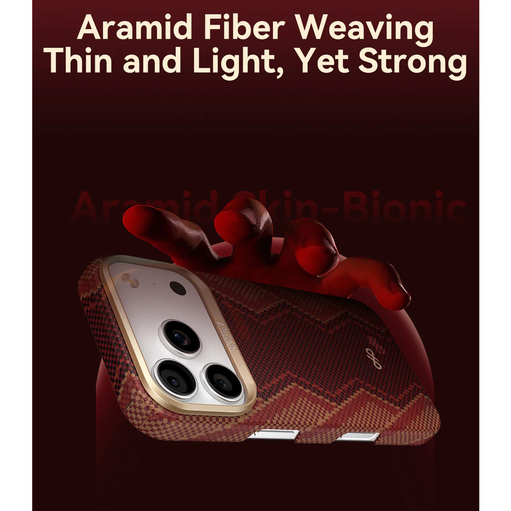 Picture of Apple iPhone 17 Pro 6.3 Case | Raptic Aramid Fibre Bionic Lightweight Ultra Slim Case with Magsafe for iPhone 17 Pro 6.3 (Snake)