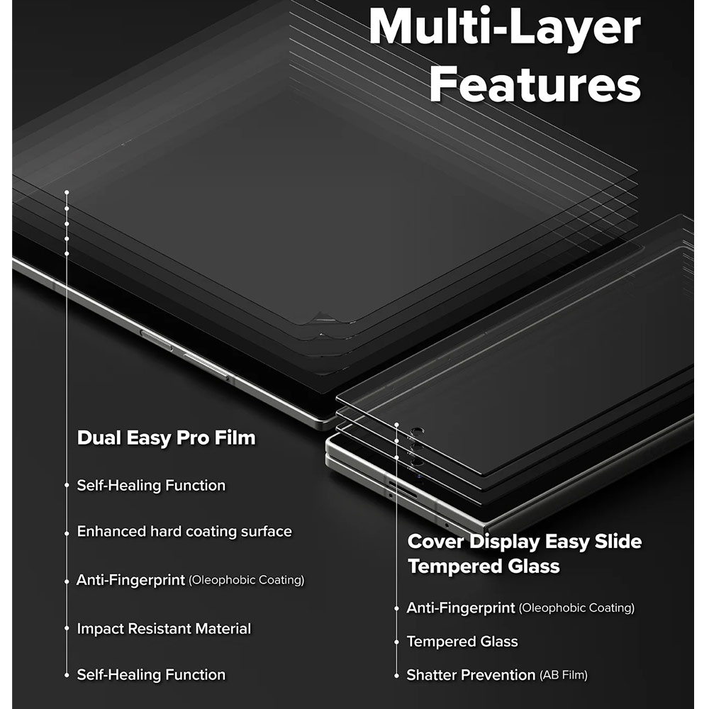 Picture of Samsung Galaxy Z Fold 7 Screen Protector | Ringke 3 in 1 Screen Protector Dual Easy Film Interior Screen Protector Display Cover Tempered Glass Hinge Protector for Samsung Galaxy Z Fold 7
