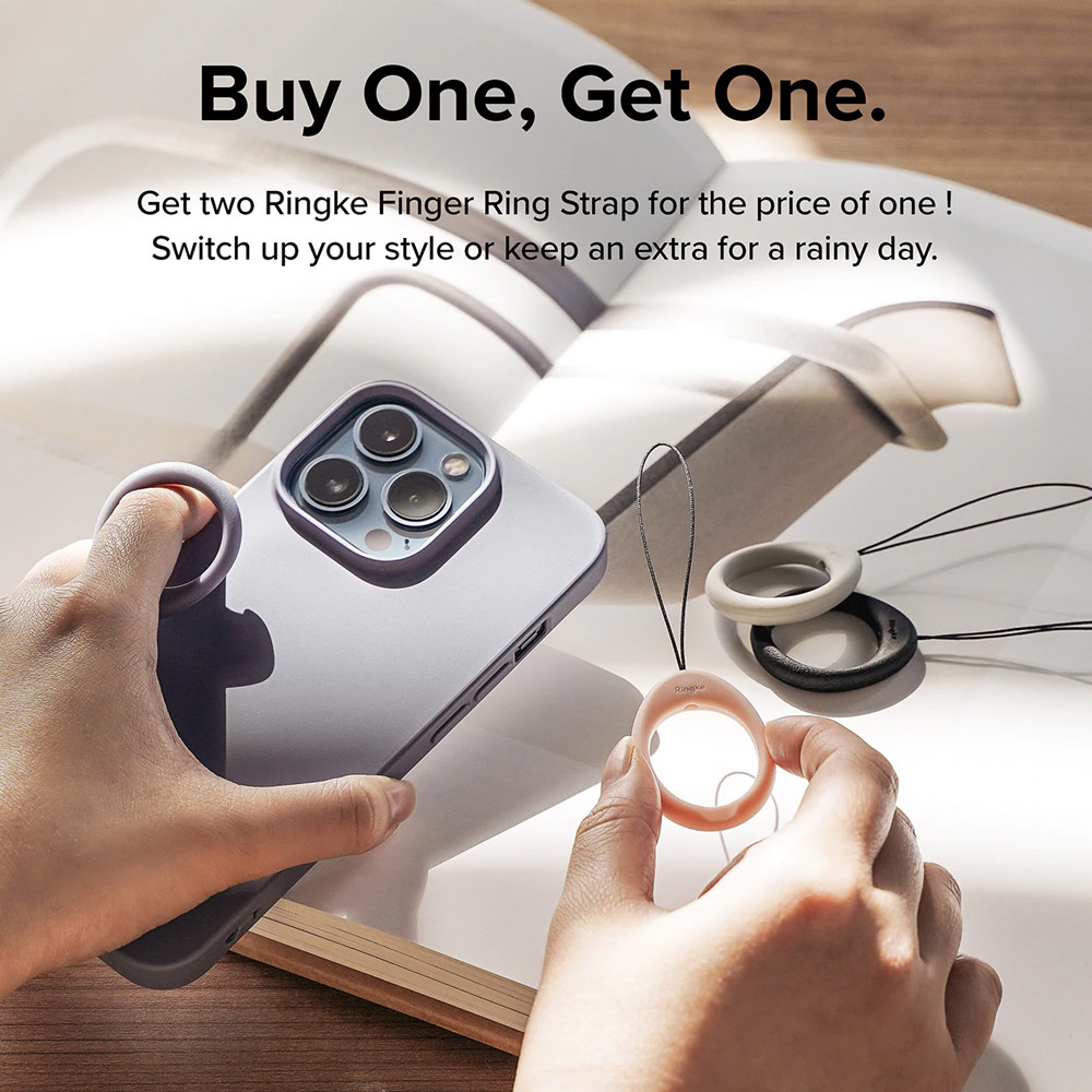 Picture of Ringke Finger Ring Strap for Smartphone Case Strap Camera Strap Airpods Pro Airpods 3 Strap (Black Black)