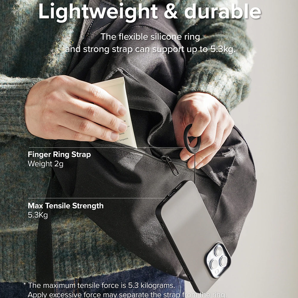 Picture of Ringke Finger Ring Strap for Smartphone Case Strap Camera Strap Airpods Pro Airpods 3 Strap (Black Black)