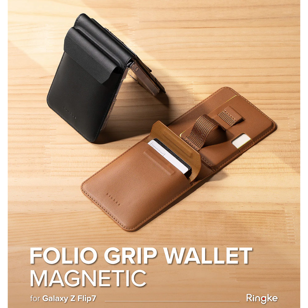 Picture of Samsung Galaxy Z Flip 7  | Ringke Folio Grip Wallet Magnetic for Samsung Galaxy Z Flip 7 (Black)