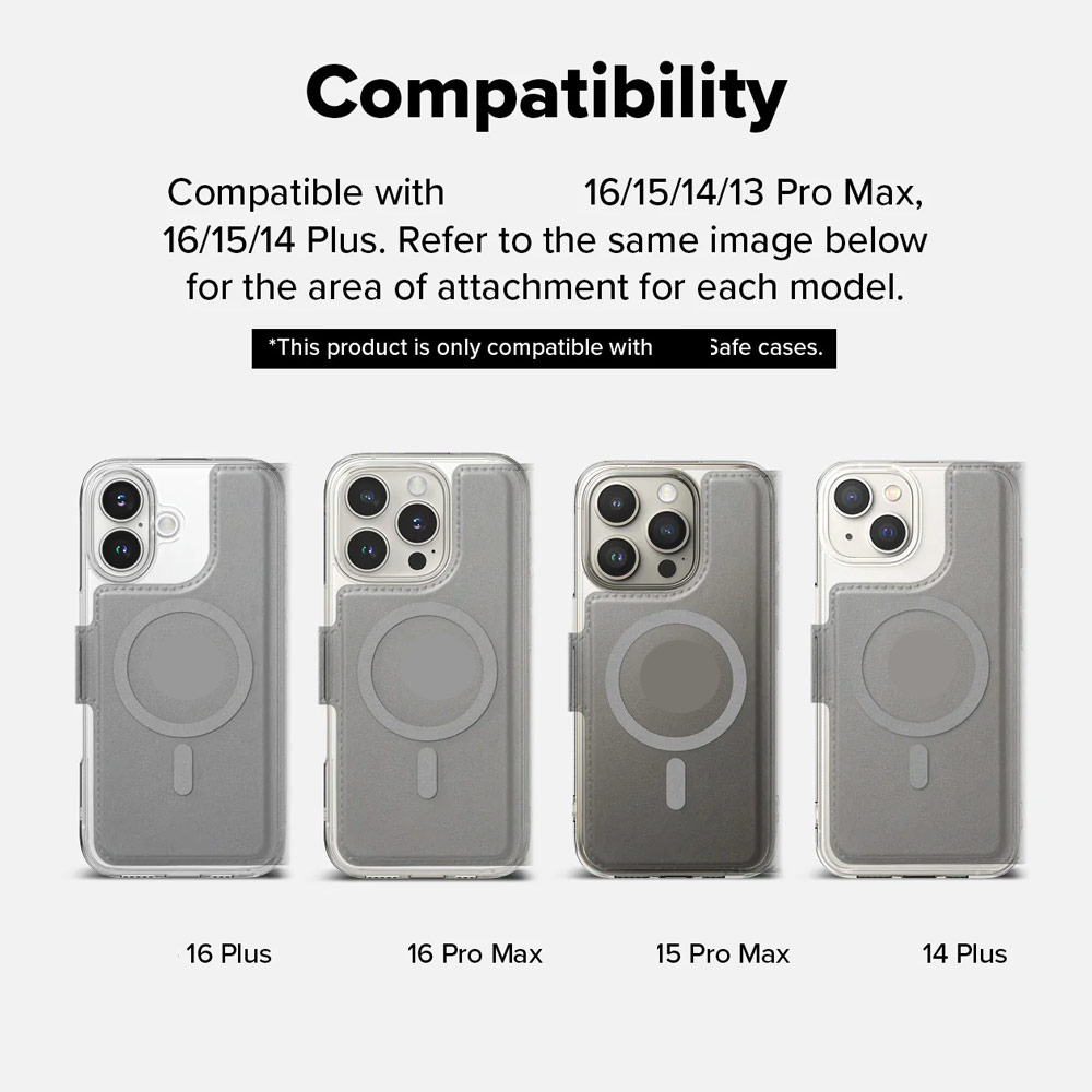 Picture of Apple iPhone 15 Plus 6.7  | Ringke Folio Wallet Magnetic Flip Cover Card Holder for iPhone 16 Pro Max iPhone 16 Plus (Black)