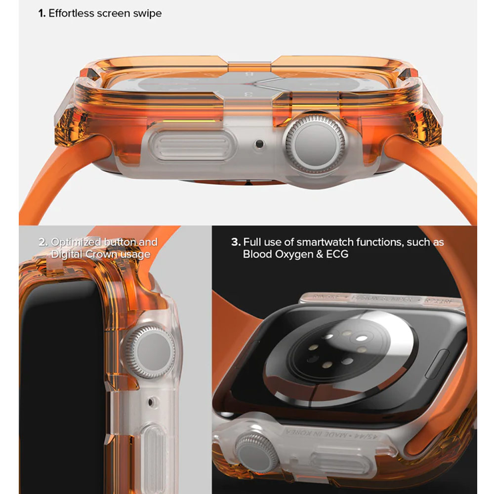 Picture of Apple Watch 44mm Case | Ringke Slim Perfect Fit Case for Apple Watch Series 4 5 6 SE 7 8 44mm 45mm (Neon Orange)