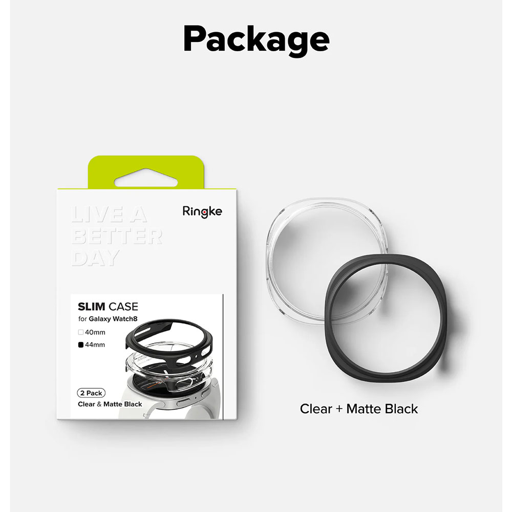 Picture of Samsung Galaxy Watch 8 44mm Case | Ringke Slim Protection Case for Samsung Galaxy Watch 8 44mm (Clear Matte Black)