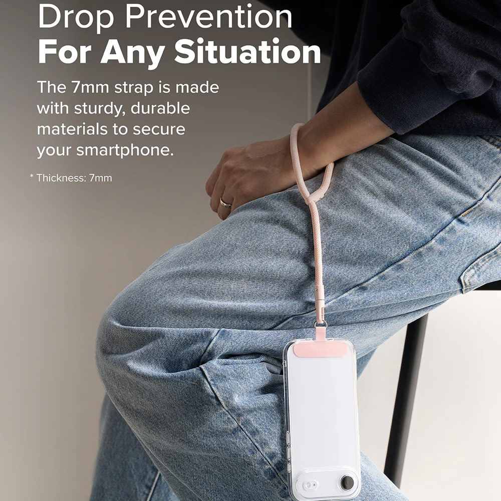 Picture of Ringke Holder Link and Flow Hand Strap P-Type Wrist Strap Phone Strap for closed-bottom phone case (Candy Pink)