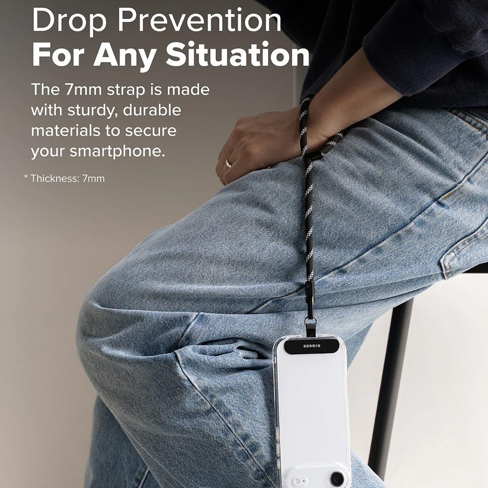 Picture of Ringke Holder Link and Flow Hand Strap P-Type Wrist Strap Phone Strap for closed-bottom phone case (Shadow Black)