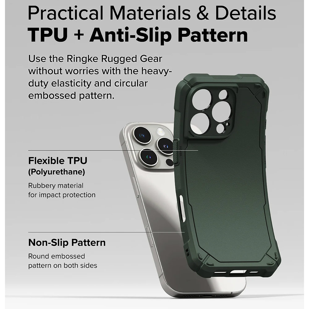 Picture of Apple iPhone 16 Pro Max 6.9 Case | Ringke Rugged Gear Drop Protection Case for Apple iPhone 16 Pro Max 6.9 (Dark Green)