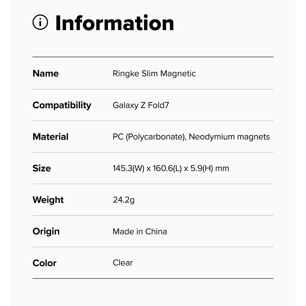 Picture of Samsung Galaxy Z Fold 7 Case | Ringke Slim Fusion Magnetic  Protection Case with Strap Hole for Samsung Galaxy Z Fold 7 (Clear)