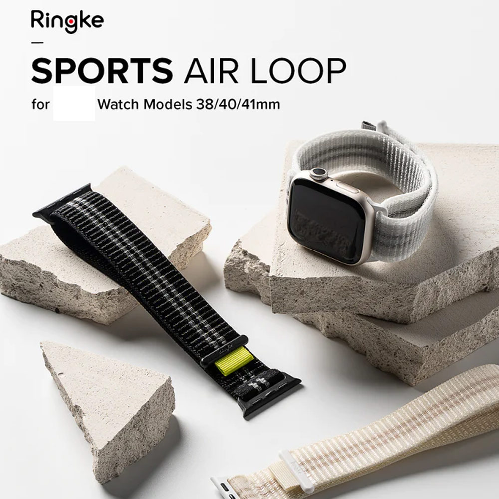 Picture of Apple Watch 38mm  | Ringke Sports Air Loop Breathable Woven Nylon Soft Weave Strap for Apple Watch Series 4 5 6 8 9 41mm 40mm 38mm (Cream)