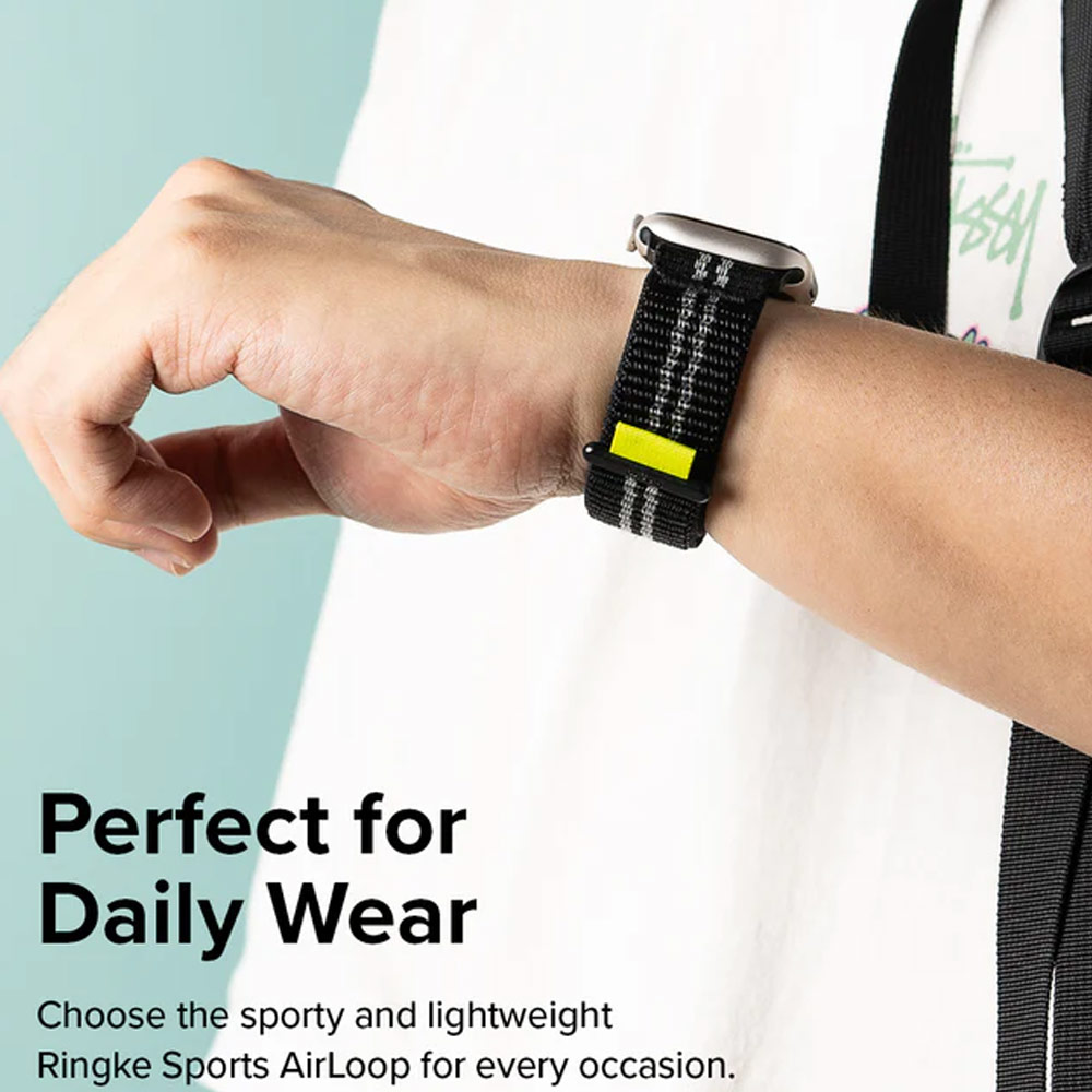 Picture of Apple Watch 38mm  | Ringke Sports Air Loop Breathable Woven Nylon Soft Weave Strap for Apple Watch Series 4 5 6 8 9 41mm 40mm 38mm (Cream)