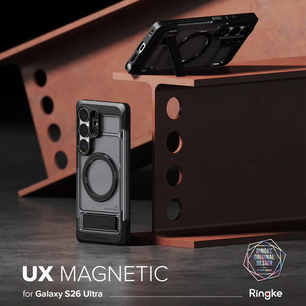 Picture of Samsung Galaxy S26 Ultra Case | Ringke UX Magnetic Heavy Duty Drop Protection Case with Kickstand for Samsung Galaxy S26 Ultra (Smoke Black)