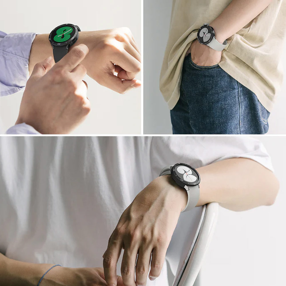 Picture of Samsung Galaxy Watch 4 40mm Case | Ringke Air Sports Soft Bumper Case and Aluminum Bezel for Galaxy Watch 4 40mm Case and Bezel (Black Black)