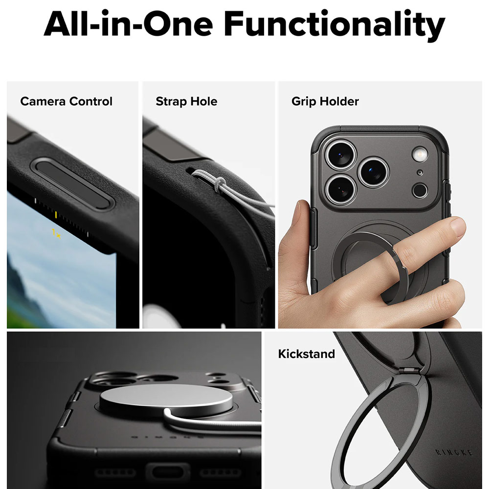 Picture of Apple iPhone 17 Pro 6.3 Case | Ringke Alles Magnetic Compatible Heavy Duty Drop Protection Case with Kickstand and Camera Control button cover  for iPhone 17 Pro 6.3 (Gunmetal)