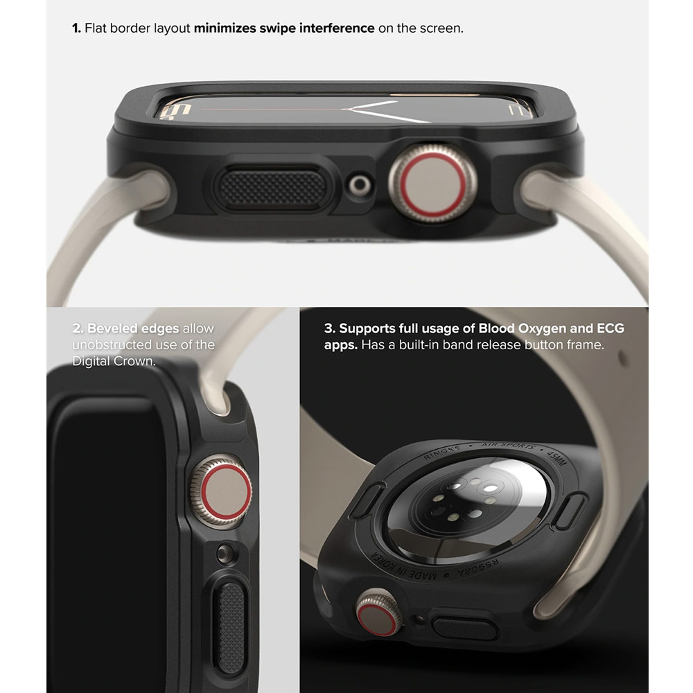 Picture of Apple Watch 40mm Case | Ringke Air Sports Soft Bumper Case for Apple Watch Series 7 8 9 41mm Series SE 6 5 4 41mm 40mm Case (Dark Gray)