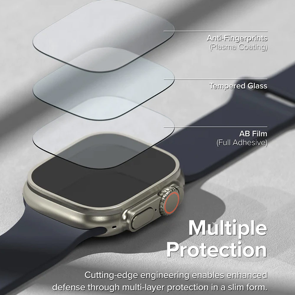 Picture of Apple Watch 49mm	Ultra Screen Protector | Ringke Bezel and Tempered Glass Screen Protector Combo for Apple Watch Series 8 Ultra 49mm (49-01 Titanium)