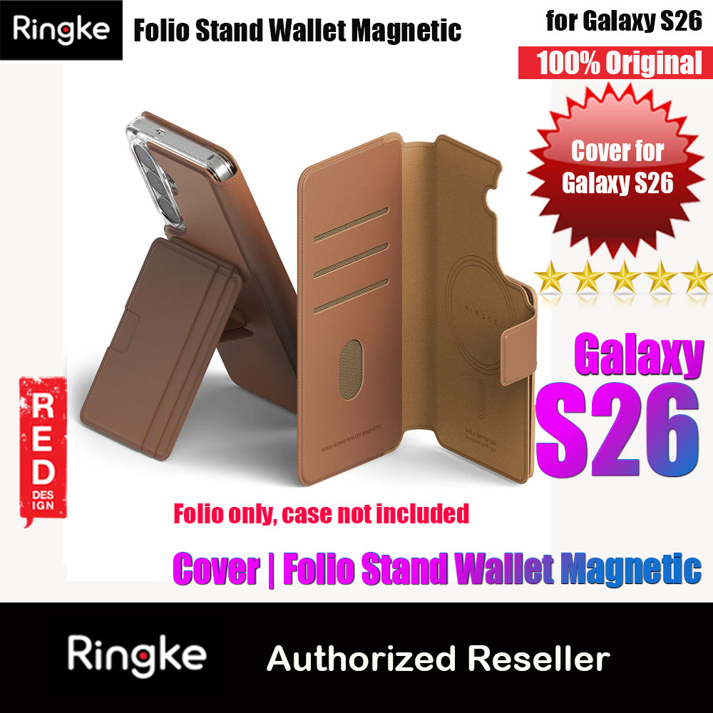 Picture of Ringke Folio Grip Wallet Magnetic Flip Cover Card Holder for Samsung Galaxy S26 (Brown) Samsung Galaxy S26- Samsung Galaxy S26 Cases, Samsung Galaxy S26 Covers, iPad Cases and a wide selection of Samsung Galaxy S26 Accessories in Malaysia, Sabah, Sarawak and Singapore 