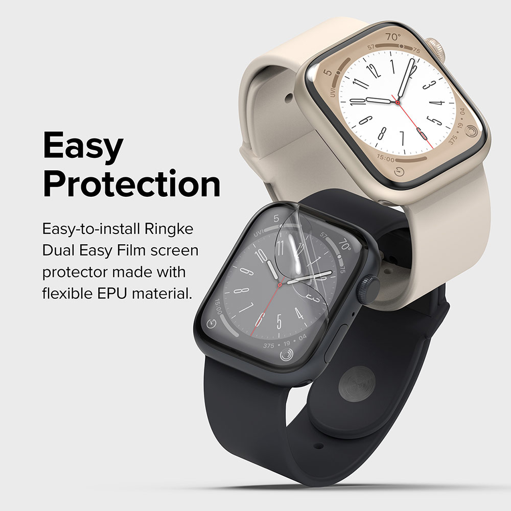 Picture of Apple Watch 44mm Screen Protector | Ringke Dual Easy Film High Quality EPU Self Healing Anti Finger Print Soft Screen Protector for Apple Watch 44mm 45mm (Clear) 3pcs