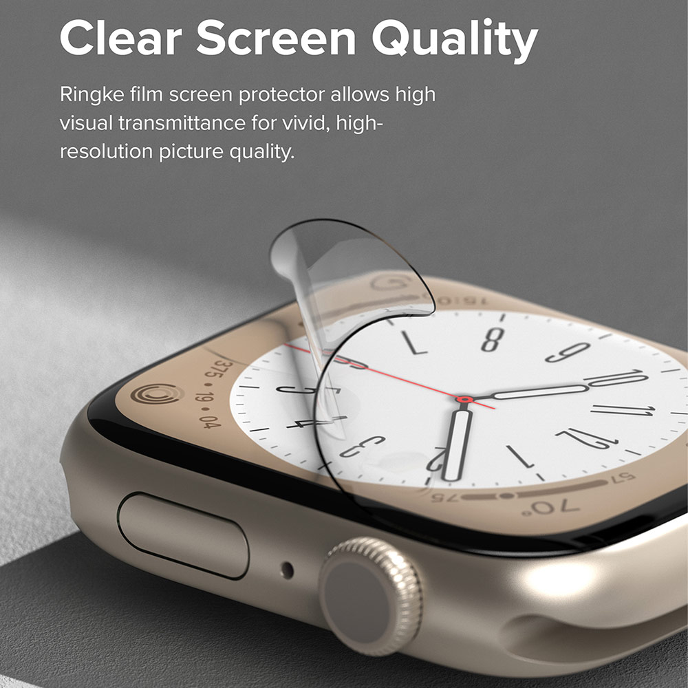Picture of Apple Watch 44mm Screen Protector | Ringke Dual Easy Film High Quality EPU Self Healing Anti Finger Print Soft Screen Protector for Apple Watch 44mm 45mm (Clear) 3pcs