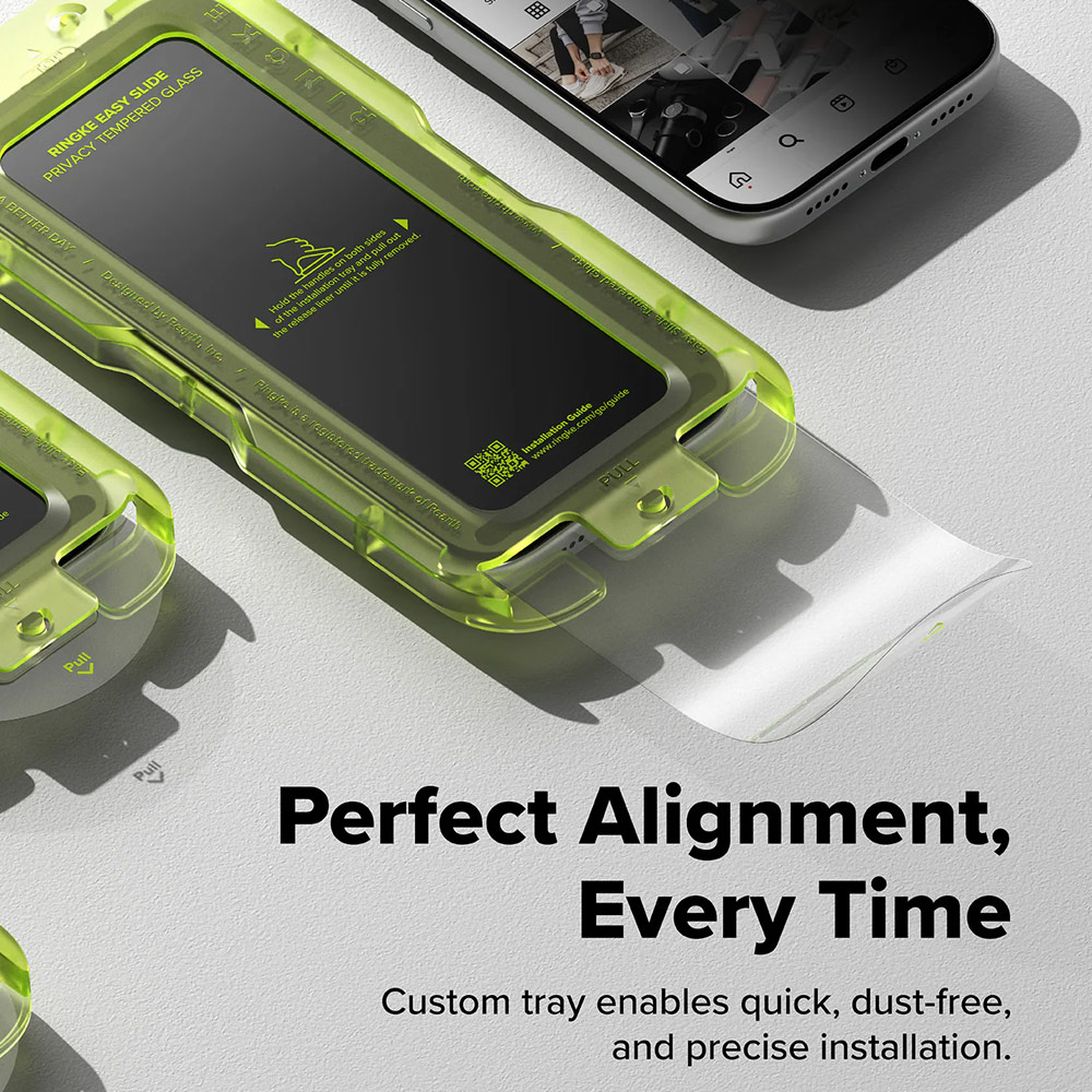 Picture of Apple iPhone 17 6.3 Screen Protector | Ringke Easy Slide Privacy Tempered Glass Screen Protector for iPhone 17 6.3  (Privacy) 2pcs