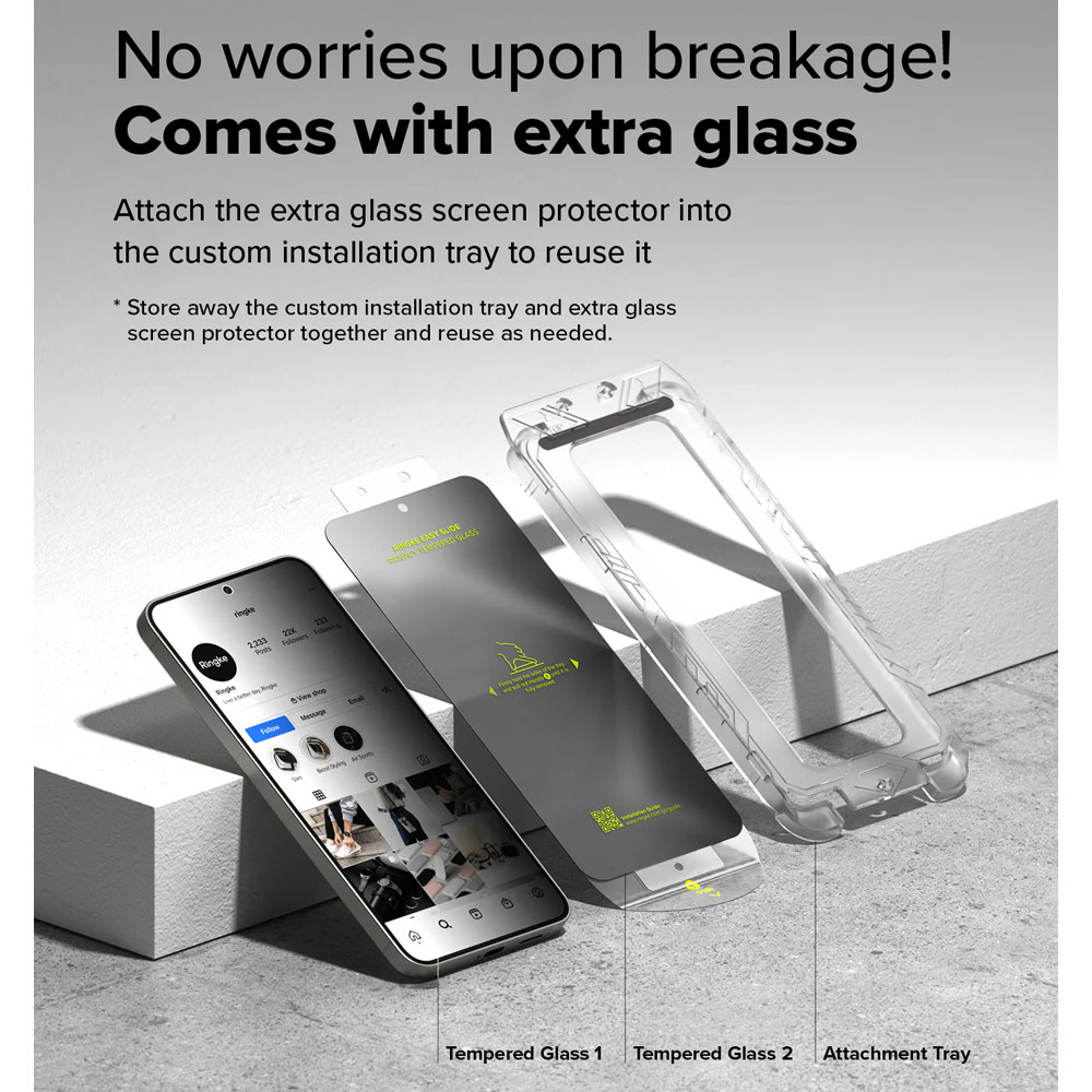 Picture of Samsung Galaxy S25 Screen Protector | Ringke Easy Slide Tempered Glass Screen Protector for Samsung Galaxy S25 (Privacy Anti Peep) 2pcs