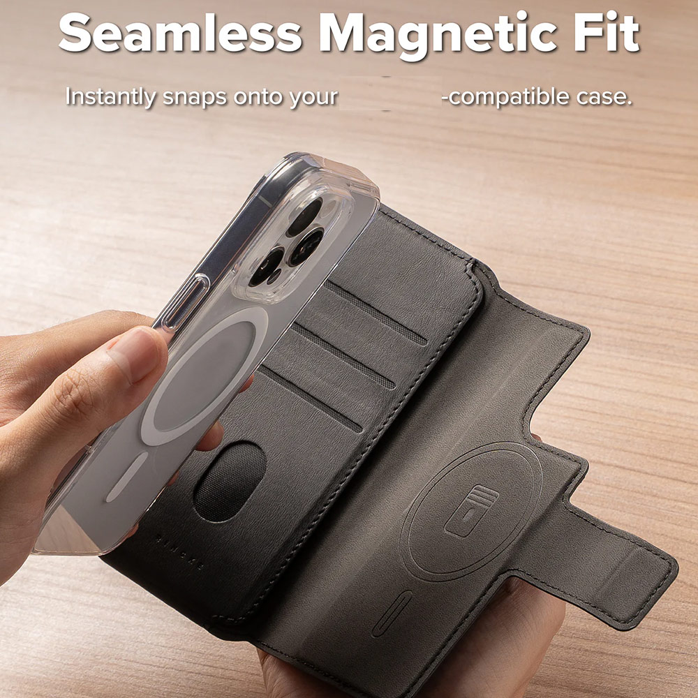 Picture of Apple iPhone 15 Plus 6.7  | Ringke Folio Grip Wallet Magnetic Flip Cover Card Holder for iPhone 16 Pro Max iPhone 16 Plus (Black)