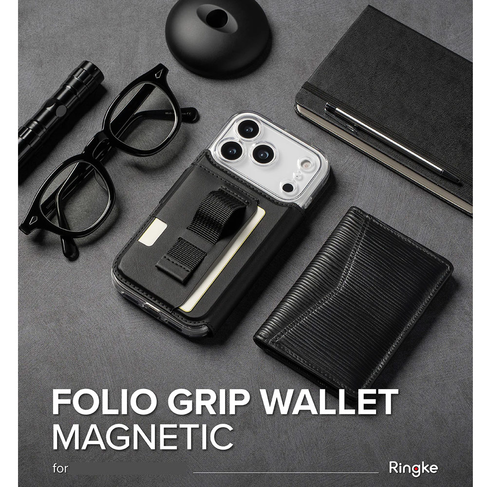 Picture of Apple iPhone 17 Pro Max 6.9  | Ringke Folio Grip Wallet Magnetic Storage capacity of 3 card slots and a large hidden pocket for iPhone 17 Pro Max 6.9 (Black)