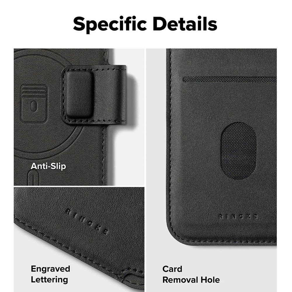 Picture of Apple iPhone 17 Pro Max 6.9  | Ringke Folio Grip Wallet Magnetic Storage capacity of 3 card slots and a large hidden pocket for iPhone 17 Pro Max 6.9 (Black)