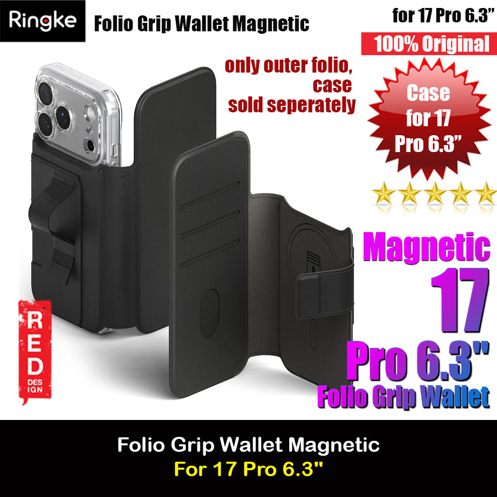 Picture of Ringke Folio Grip Wallet Magnetic Storage capacity of 3 card slots and a large hidden pocket for iPhone 17 Pro 6.3 (Black) Apple iPhone 17 Pro 6.3- Apple iPhone 17 Pro 6.3 Cases, Apple iPhone 17 Pro 6.3 Covers, iPad Cases and a wide selection of Apple iPhone 17 Pro 6.3 Accessories in Malaysia, Sabah, Sarawak and Singapore 