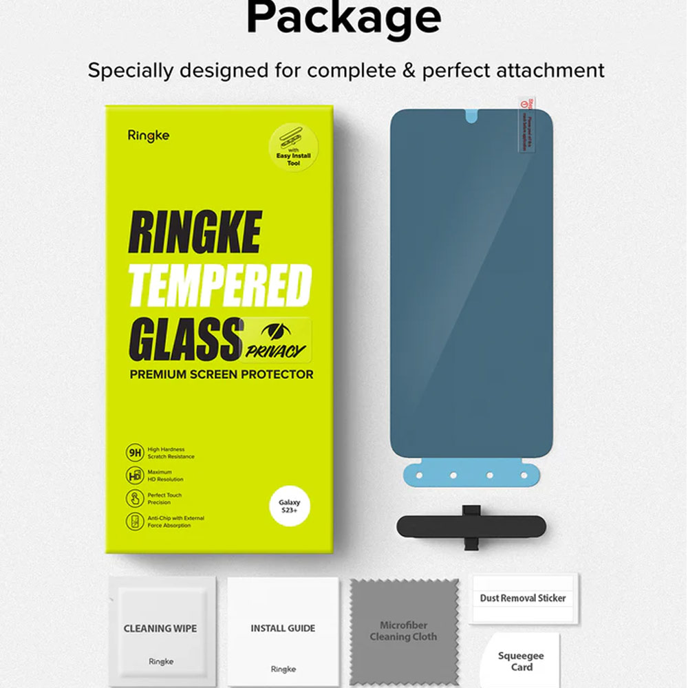 Picture of Samsung Galaxy S23 Plus Screen Protector | Ringke Full Cover Glass Tempered Glass Screen Protector with Installation Jig Tool for Samsung Galaxy S23 Plus (Privacy Anti View Anti Peep Anti Spy)