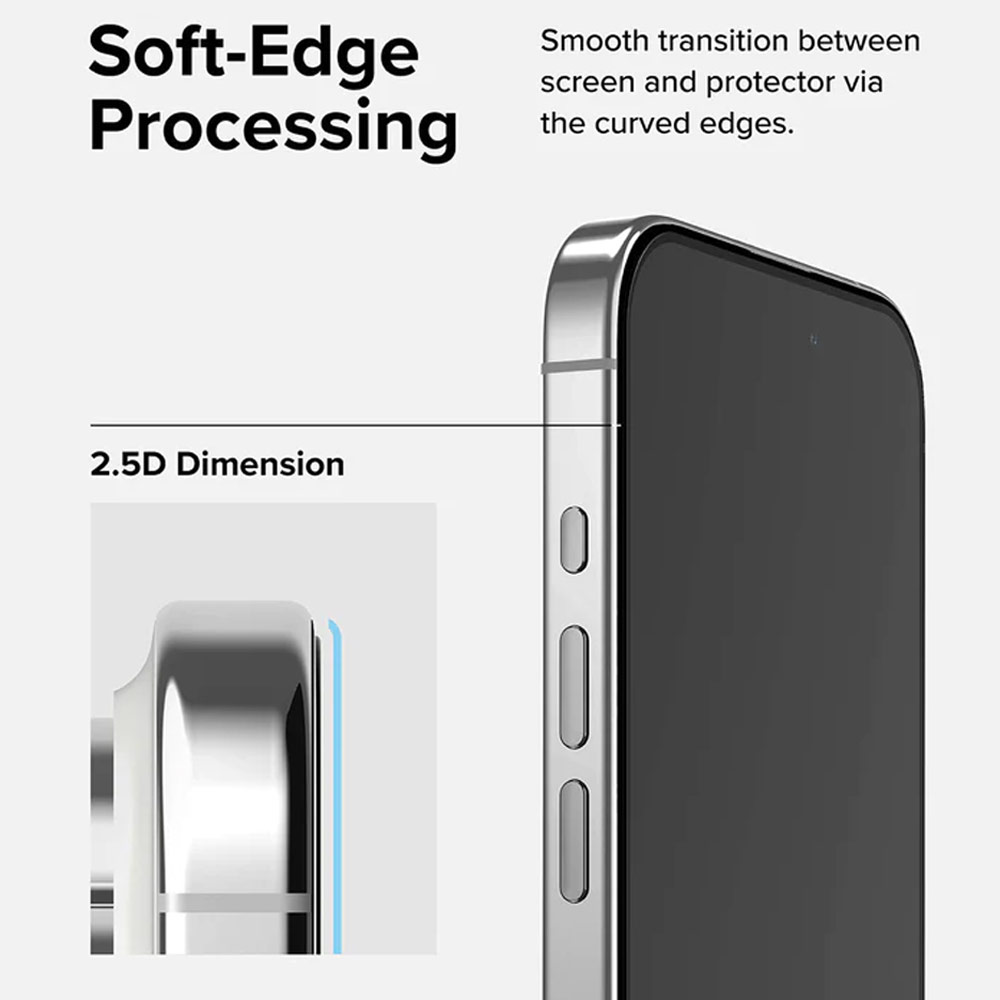 Picture of Apple iPhone 15 Pro Max 6.7 Screen Protector | Ringke Tempered Glass Full Cover Glass Screen Protector with Installation Jig Helper for iPhone 15 Pro Max 6.7 (Black)