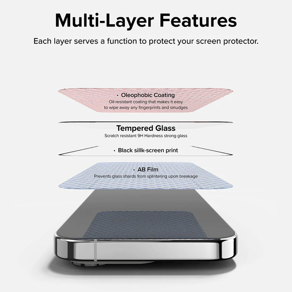 Picture of Apple iPhone 15 Pro Max 6.7 Screen Protector | Ringke Tempered Glass Full Cover Glass Screen Protector with Installation Jig Helper for iPhone 15 Pro Max 6.7 (Black)