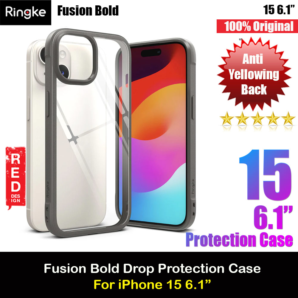 Picture of Ringke Fusion Bold Anti Yellow Back Plate Drop Protection Case for Apple iPhone 15 6.1 (Gray) Apple iPhone 15 6.1- Apple iPhone 15 6.1 Cases, Apple iPhone 15 6.1 Covers, iPad Cases and a wide selection of Apple iPhone 15 6.1 Accessories in Malaysia, Sabah, Sarawak and Singapore 