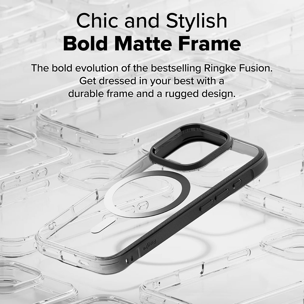 Picture of Apple iPhone 16 Pro 6.3 Case | Ringke Fusion Bold Magnetic Anti Yellow Back Plate Drop Protection Case for iPhone 16 Pro 6.3 (Matte Black)