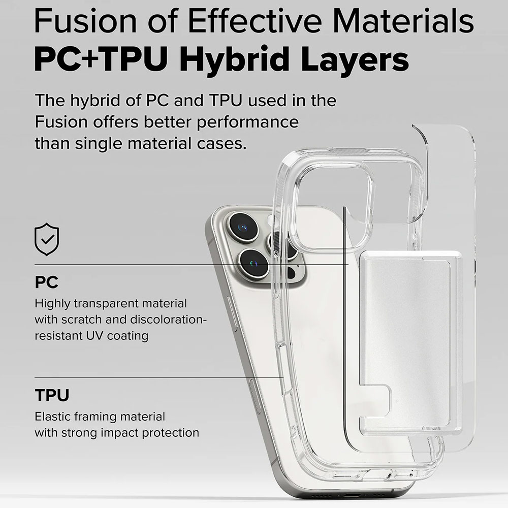 Picture of Apple iPhone 16 Pro 6.3 Case | Ringke Fusion Card Drop Protection Case for iPhone 16 Pro 6.3 (Clear)