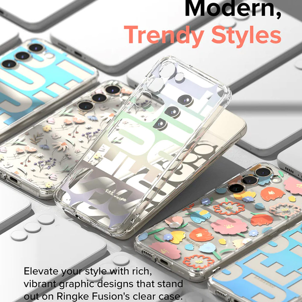 Picture of Samsung Galaxy S23 Case | Ringke Fusion Design Transparent Protection Case for Samsung Galaxy S23 Plus (Floral)