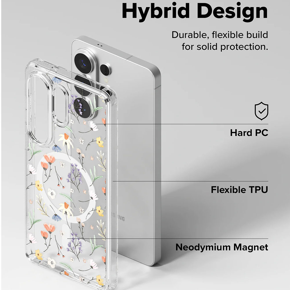 Picture of Samsung Galaxy S26 Ultra Case | Ringke Fusion Design Magnetic Transparent Protection Case for Samsung Galaxy S26 Ultra (Dry Flower)