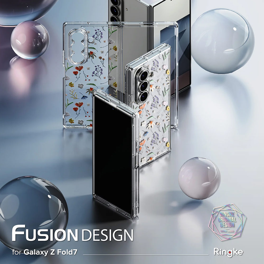 Picture of Samsung Galaxy Z Fold 7 Case | Ringke Fusion Design Protection Case with Strap Hole for Samsung Galaxy Z Fold 7 (Dry Flower)