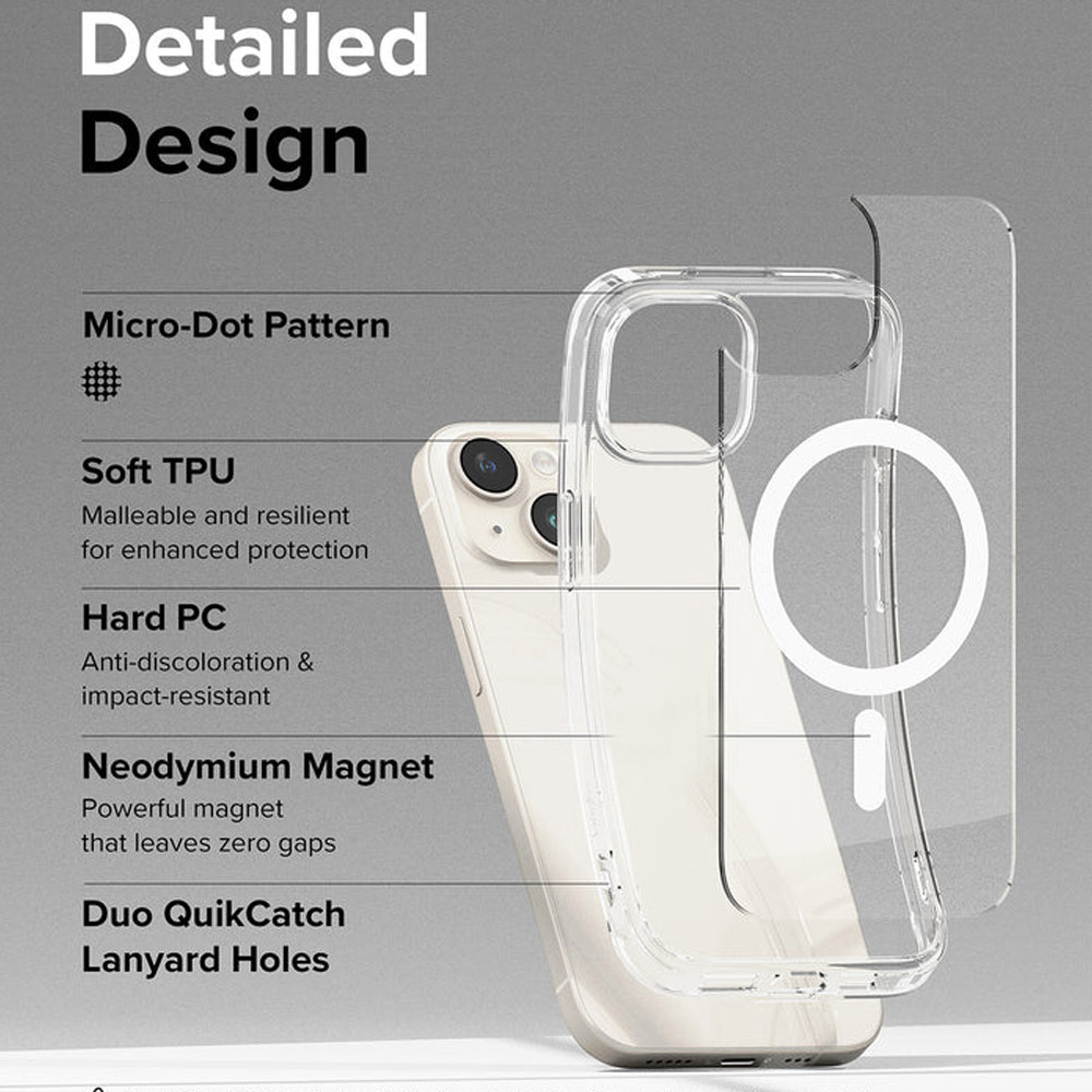 Picture of Apple iPhone 15 6.1 Case | Ringke Fusion Magnetic Slim Drop Protection Case Magsafe Compatible for Apple iPhone 15 6.1 (Clear)