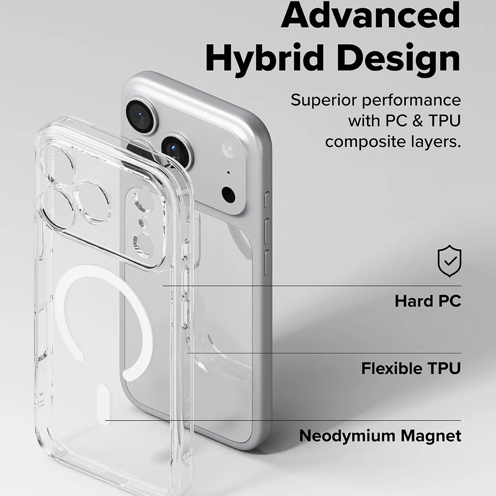 Picture of Apple iPhone 17 Pro 6.3 Case | Ringke Fusion Magnetic Slim Drop Protection Case Magsafe Compatible for  iPhone 17 Pro 6.3 (Clear)
