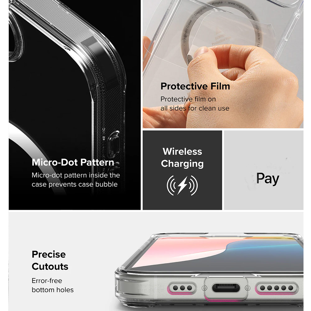 Picture of Apple iPhone 16e Case | Ringke Fusion Magnetic Transparent Hybrid Protection Case for iPhone 16e (Clear)