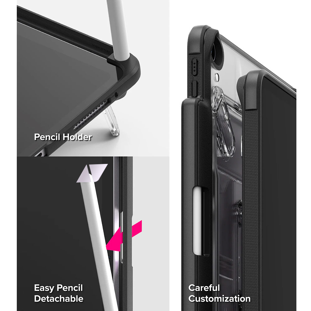 Picture of Apple iPad Air 11 M3 2025 Case | Ringke Fusion Sketch Stand Case Horizontal Vertical Multi Angle Stand Back Drop Protection Case for iPad Air 11" M2 6th Gen 4th Gen 5th Gen 2020  2022 2024 M3 2025 (Black)