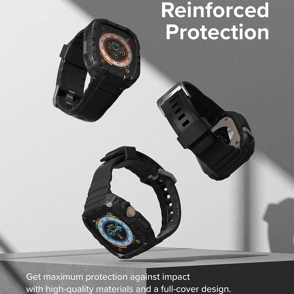 Picture of Apple Watch 49mm Ultra 3 Case | Ringke Fusion X Guard Sporty Case and Strap for Apple Watch Series 8 49mm Ultra Case (Black)