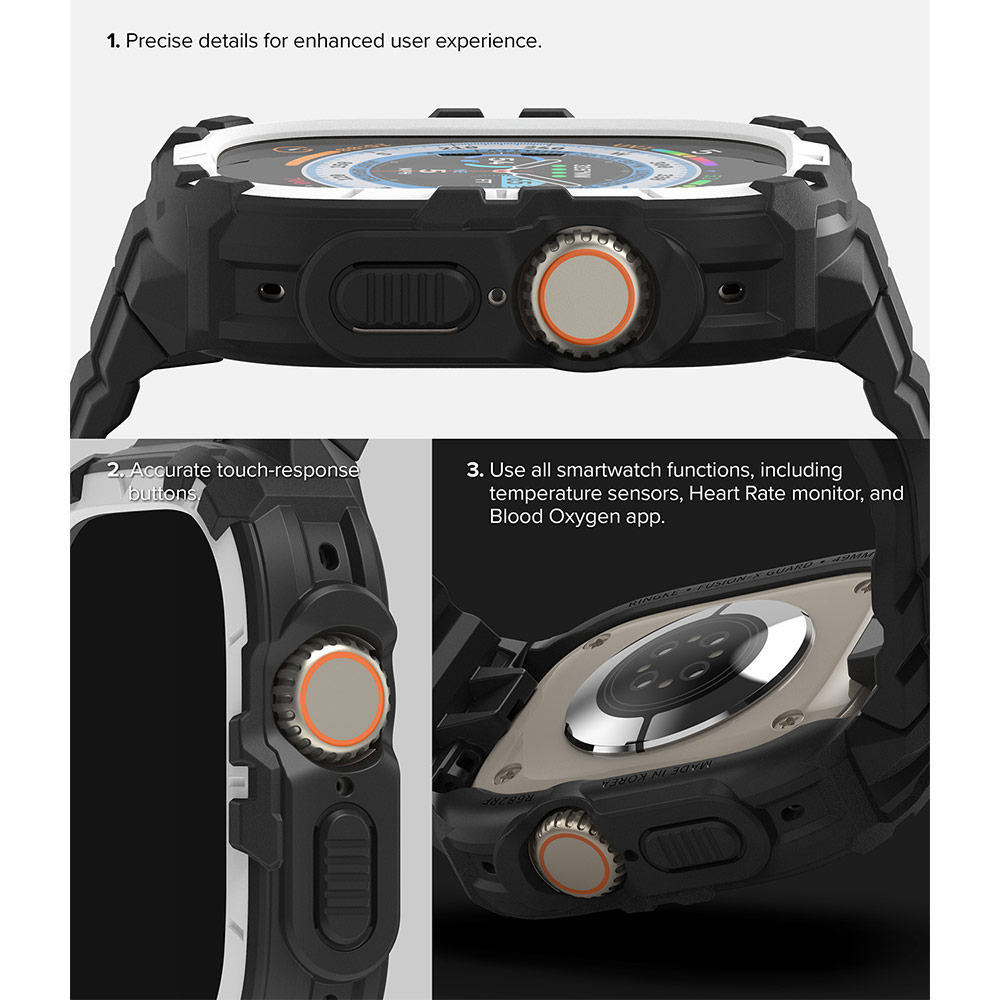Picture of Apple Watch 49mm	Ultra Case | Ringke Fusion X Guard Sporty Case and Strap for Apple Watch Series 8 49mm Ultra Case (White)