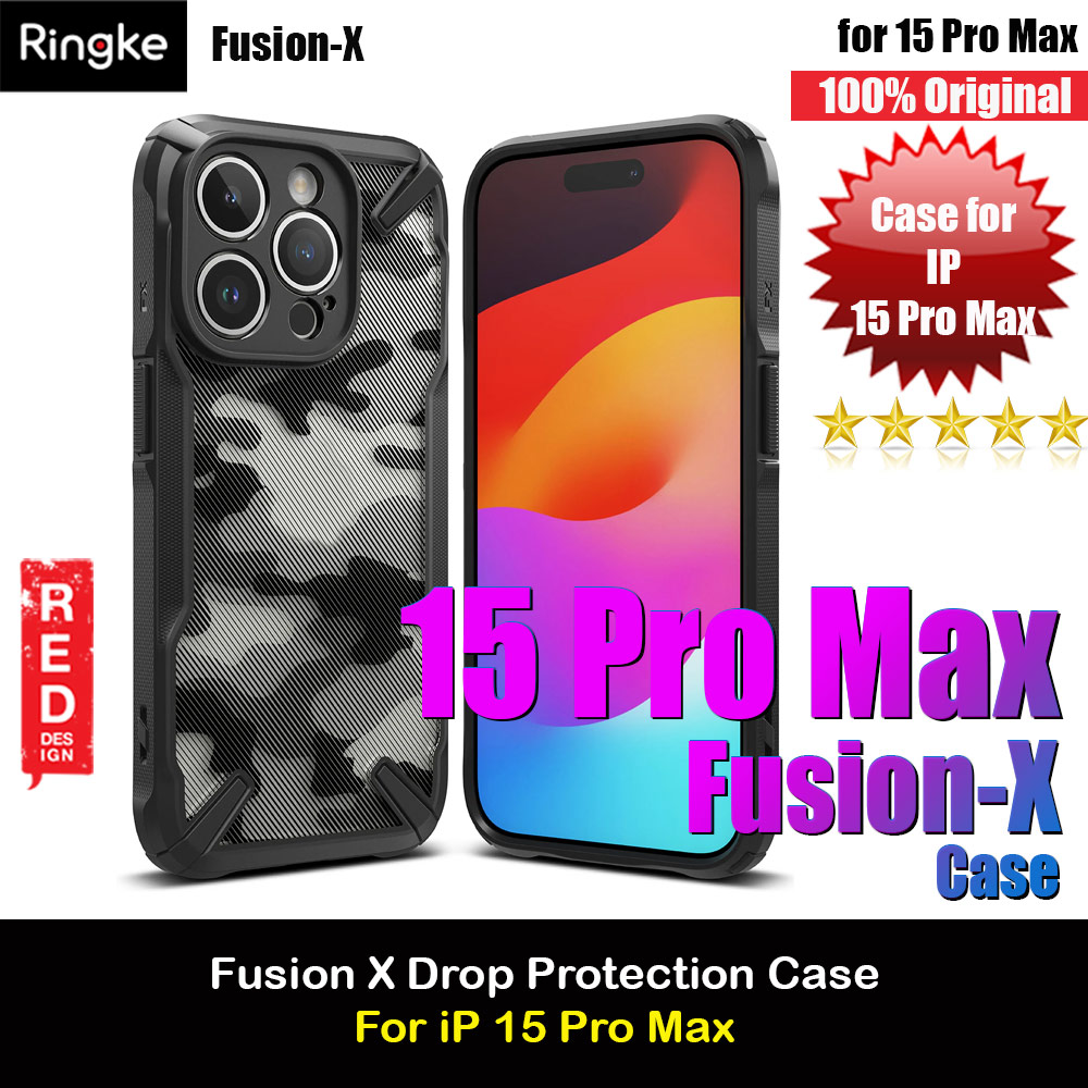 Picture of Ringke Fusion X Hybrid PC and TPU Frame Drop Protection Case for Apple iPhone 15 Pro Max 6.7 (Camo Black) Apple iPhone 15 Pro Max 6.7- Apple iPhone 15 Pro Max 6.7 Cases, Apple iPhone 15 Pro Max 6.7 Covers, iPad Cases and a wide selection of Apple iPhone 15 Pro Max 6.7 Accessories in Malaysia, Sabah, Sarawak and Singapore 