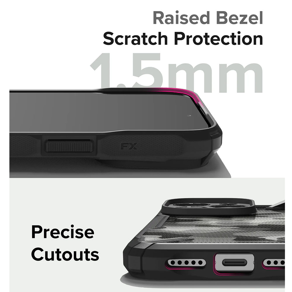 Picture of Apple iPhone 15 Pro Max 6.7 Case | Ringke Fusion X Hybrid PC and TPU Frame Drop Protection Case for Apple iPhone 15 Pro Max 6.7 (Camo Black)