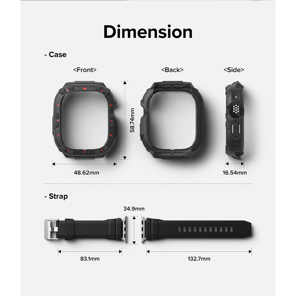 Picture of Apple Watch 49mm	Ultra 3 Case | Ringke Fusion X Guard Protection Case Strap Band for Apple Watch Ultra 49mm (Black Red Index)