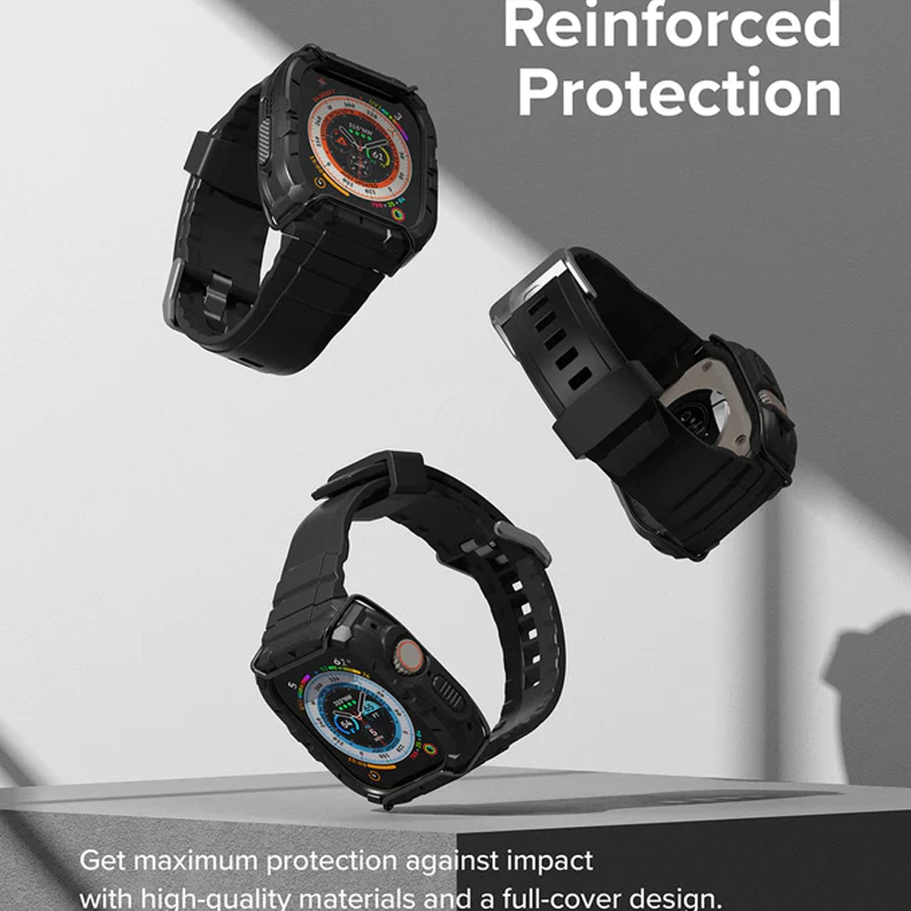 Picture of Apple Watch 49mm	Ultra 3 Case | Ringke Fusion X Guard Protection Case Strap Band for Apple Watch Ultra 49mm (Black Index Wired)