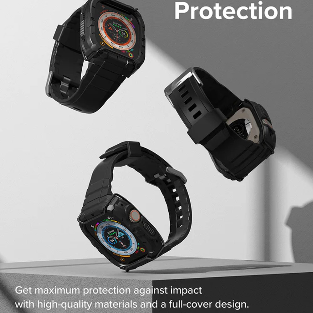 Picture of Apple Watch 49mm Ultra 3 Case | Ringke Fusion X Guard Wired Version Sporty Case and Strap for Apple Watch Series 8 49mm Ultra Case (Wired Black)